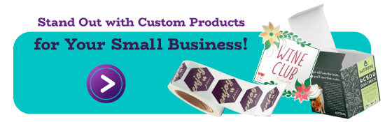 "Stand Out with Custom Products for Your Small Business" banner.