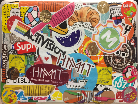 Colorful stickers on a laptop. 