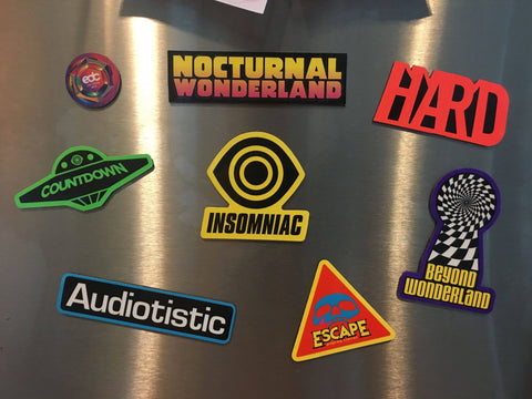 Custom magnets on fridge.