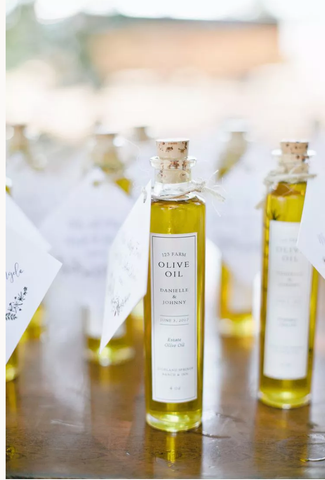 Custom wedding favor olive oil.