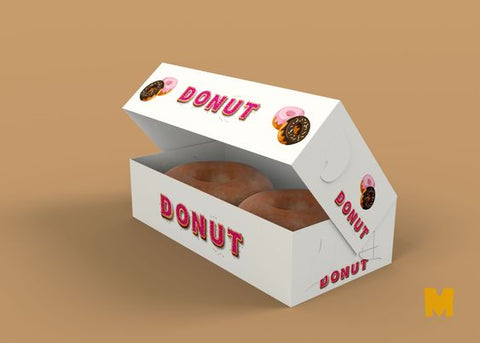 Donut box with two donuts.