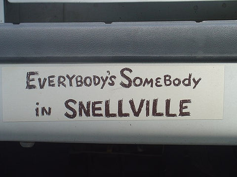 Everybody's Somebody in Snellville bumper sticker.