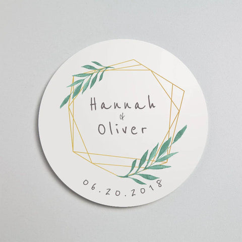 "Hannah & Oliver" save the date coaster.