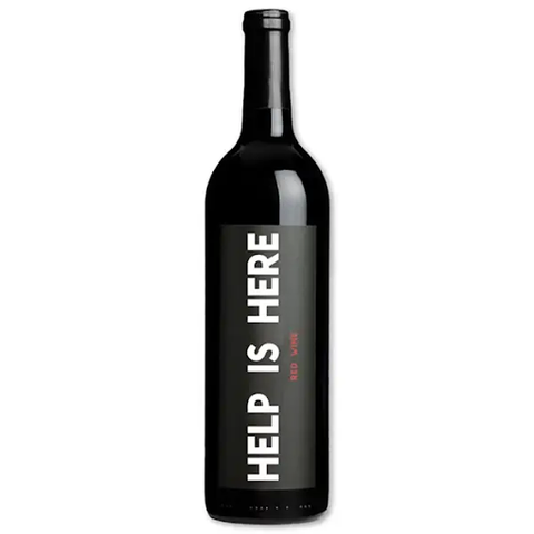 Help Is Here Red Wine bottle.