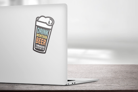Beer sticker on laptop