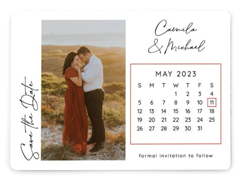 Save the date card with a calendar.