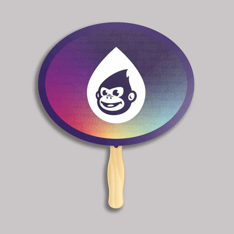 Stomp rainbow oval hand fan.