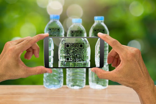 QR code on water bottle labels