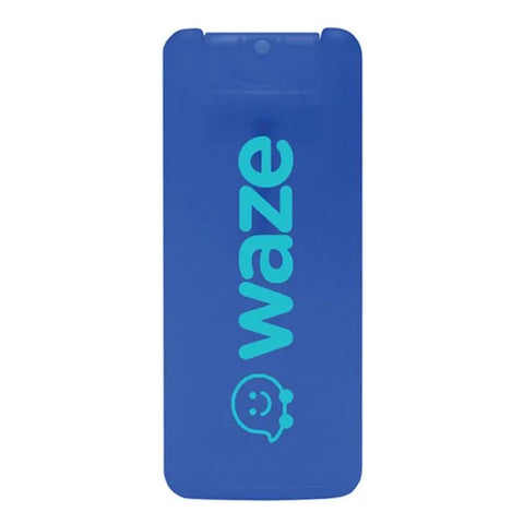 Waze blue custom mini hand sanitizer.