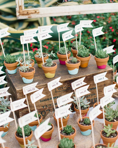 Wedding plant table markers.