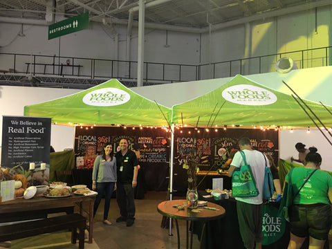 Whole Foods indoor canopy tent booth.