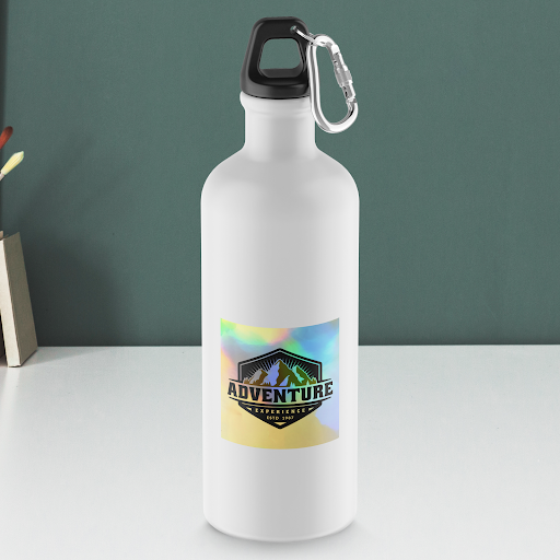 water bottle with holographic sticker