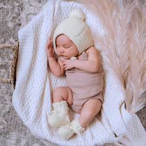 White Diamond Knit Baby Blanket