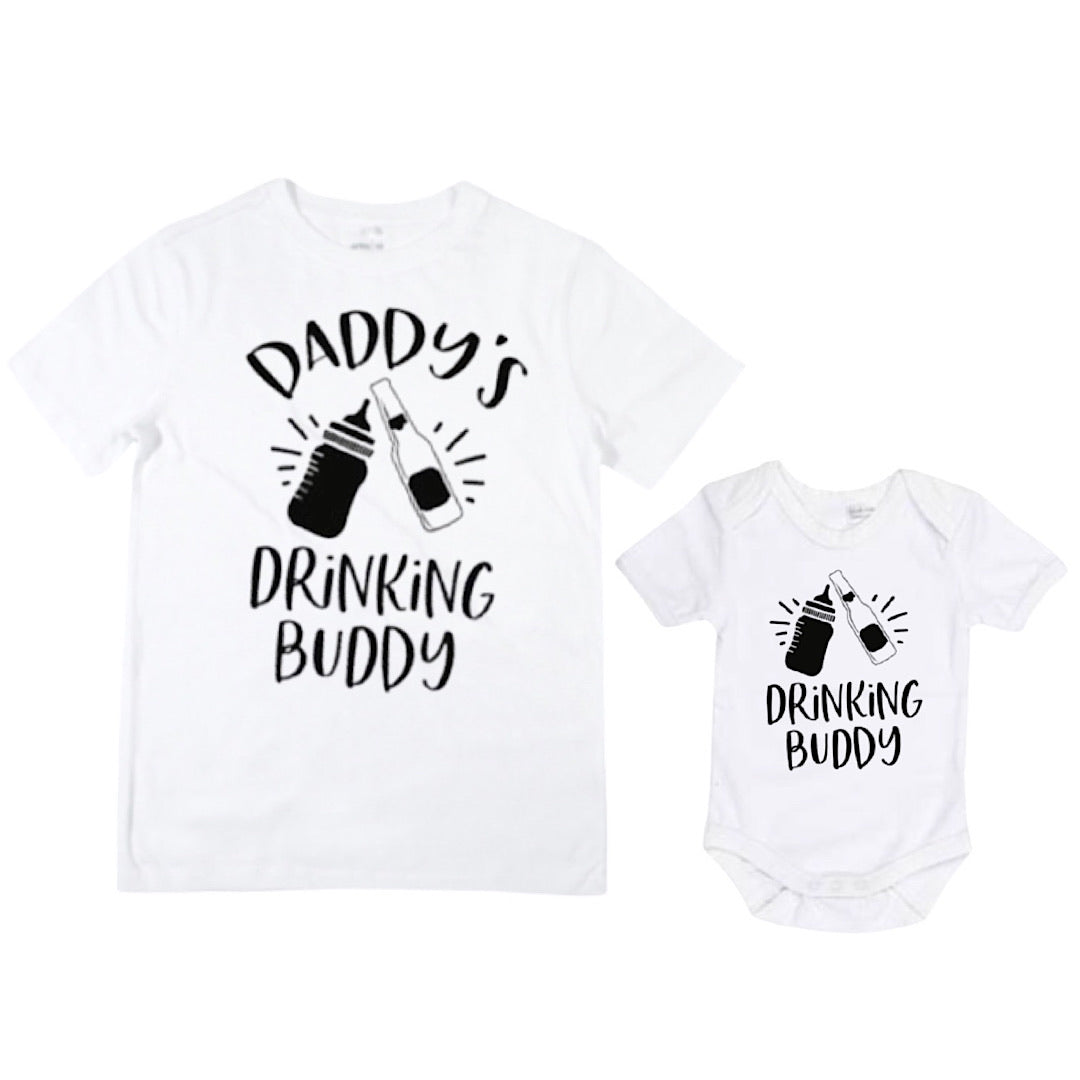 Drinking Buddies Matching Dad + Baby Shirt Set