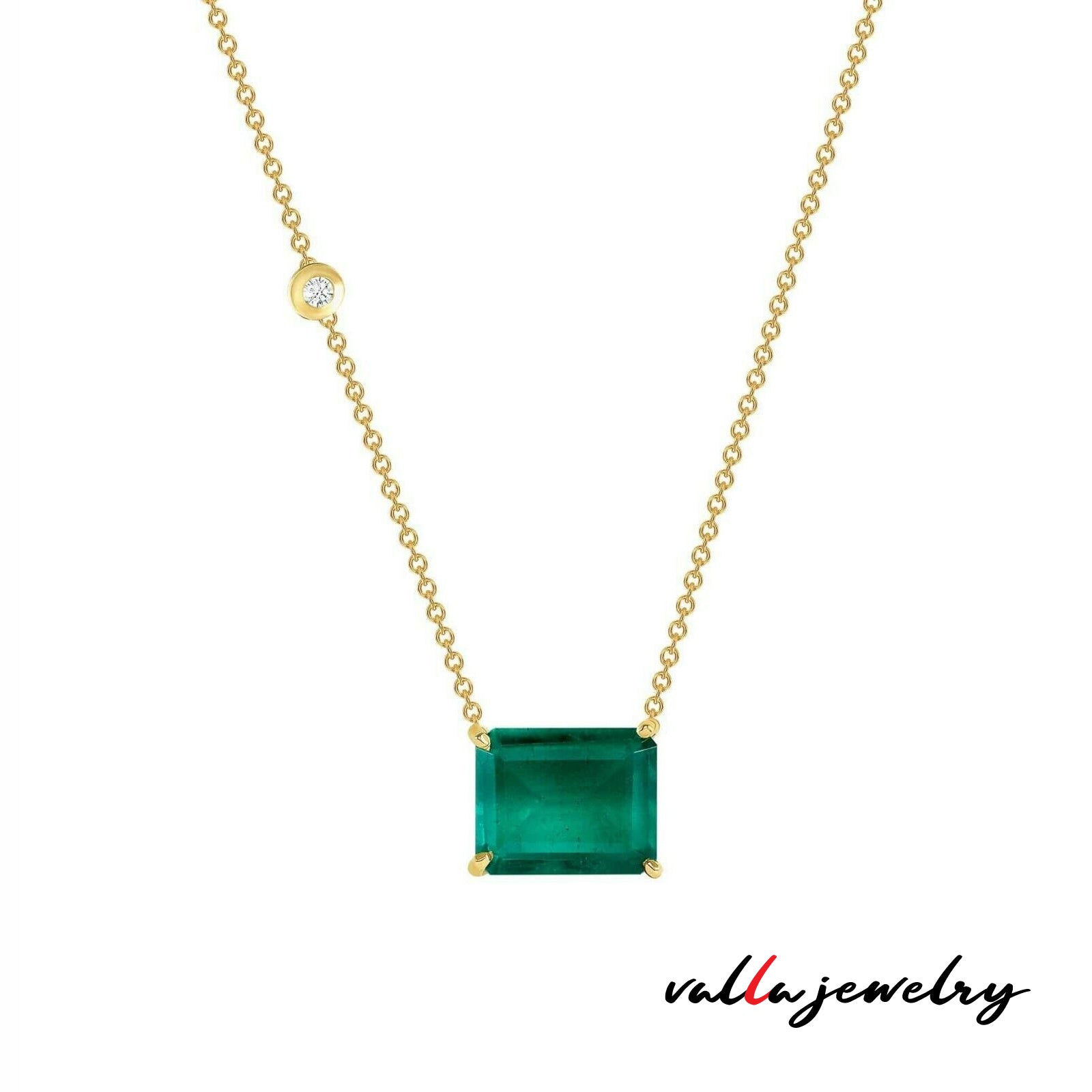 emerald cut emerald pendant necklace