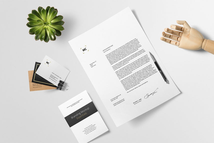 Download Professional Branding Mockup Scene With Business Cards And Letterhead Mockup Hunt PSD Mockup Templates
