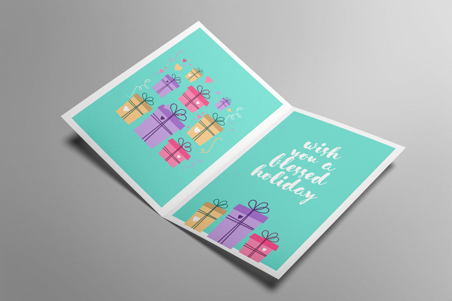 Placeit Greeting Card Mockup Featuring A Solid Color Backdrop