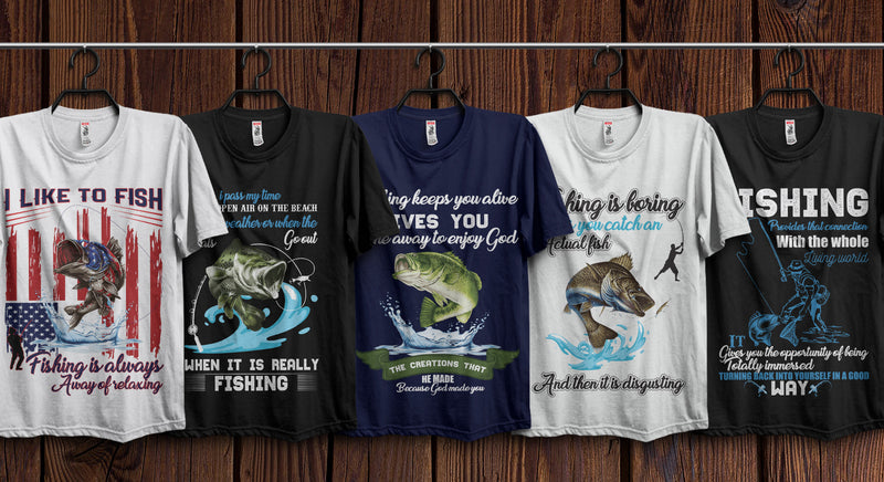 Download Fishing T-Shirts Bundle With Free Mockup - Mockup Hunt