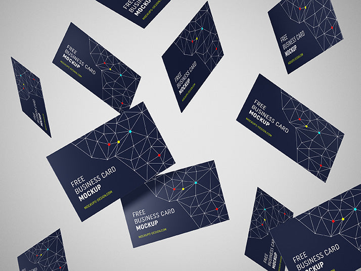 Download Set Of Flying Business Card Mockups Mockup Hunt