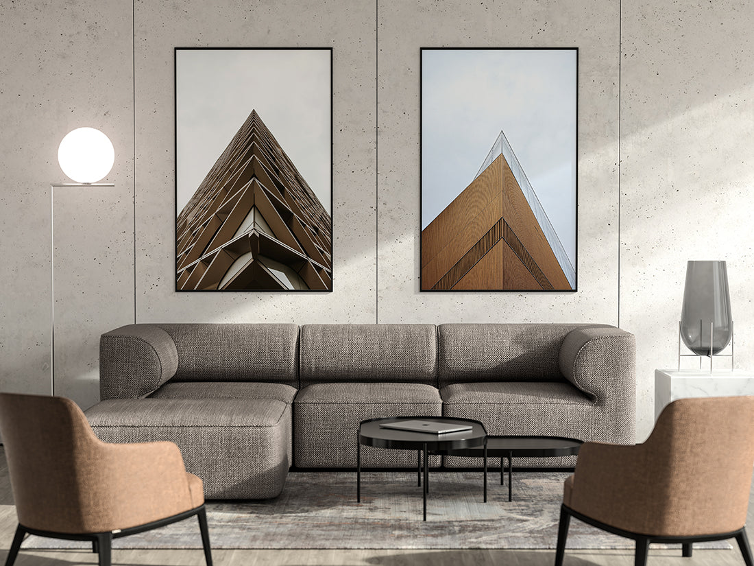 Living Room with a Modern Poster Mockup PSD - Mockup Hunt