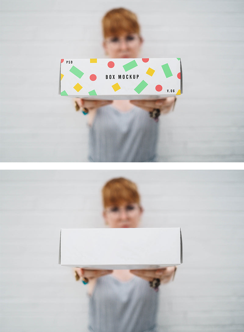 Download Woman Holding a Delivery Box (PSD Mockup) - Mockup Hunt