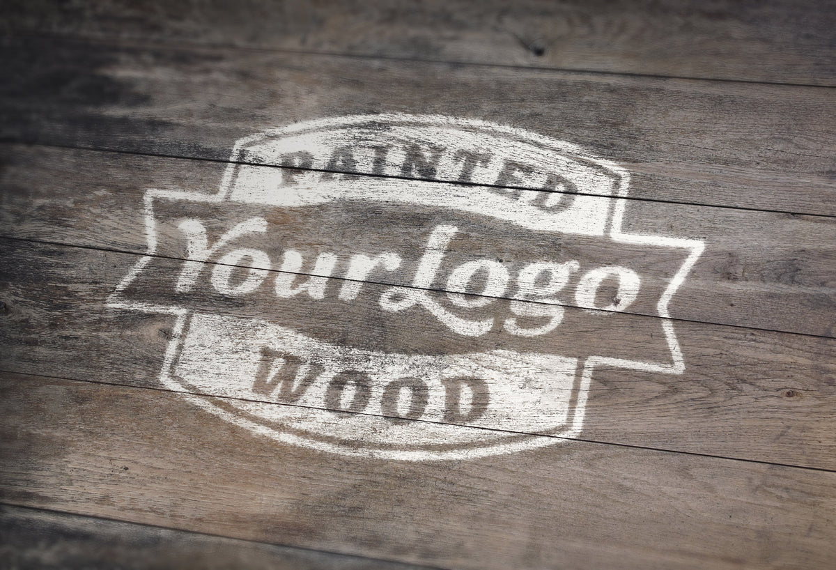 Wood Logo MockUp on Wooden Background - Mockup Hunt