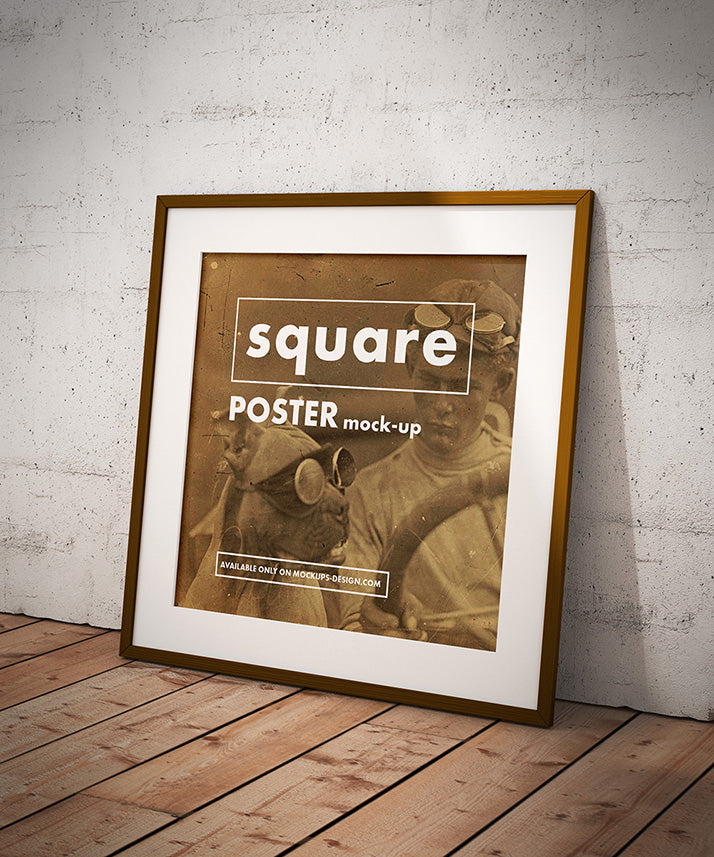 Download Clean Wooden Square Frame or Poster Mockups (2 Views or ...