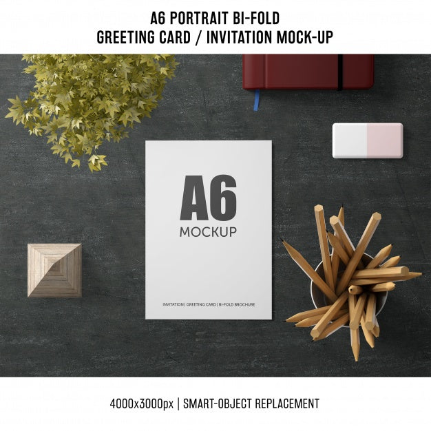 Download A6 Bi Fold Greeting Card Mockup Mockup Hunt