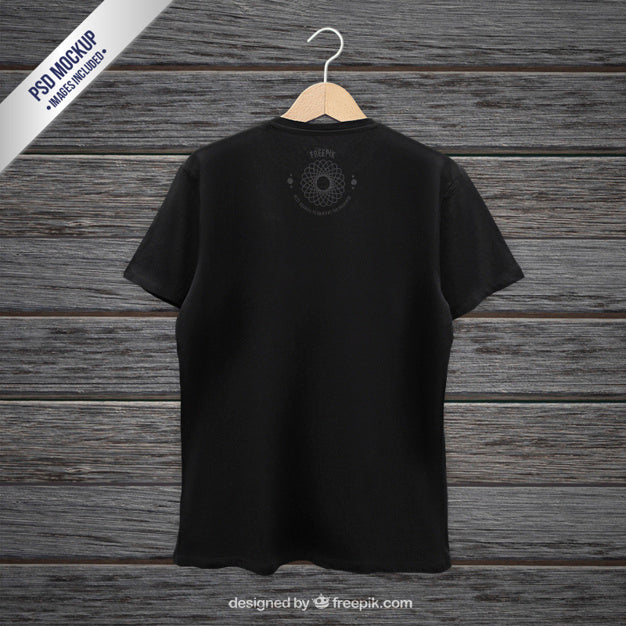 Black Hanging T Shirt Mockup Back View Mockup Hunt