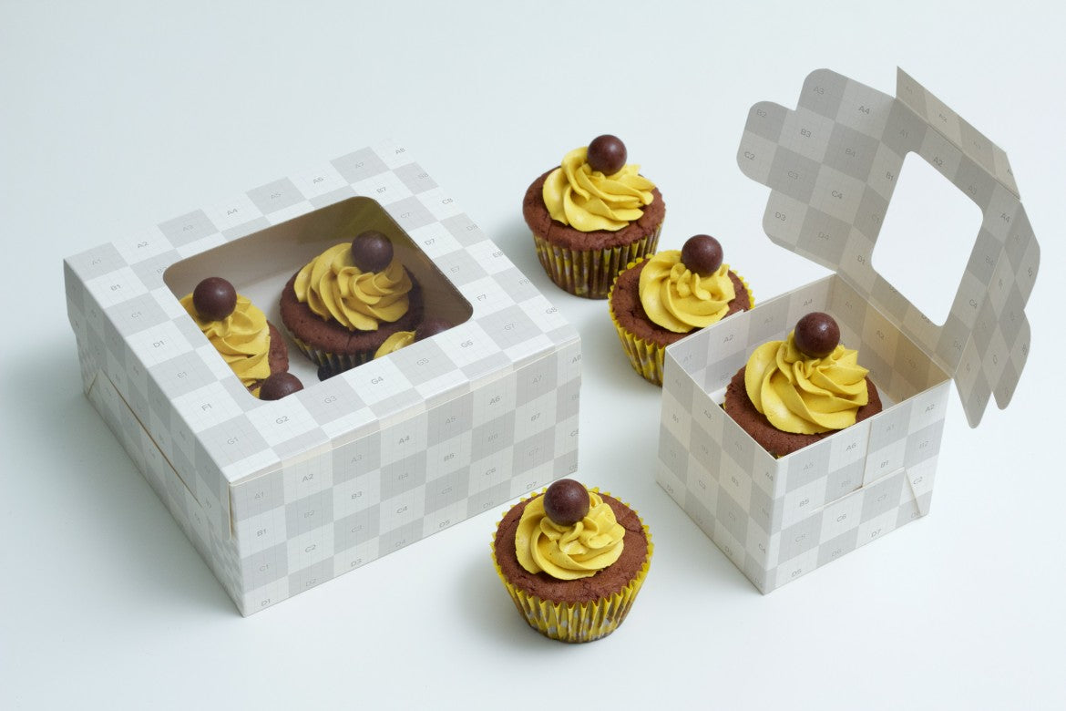Download Cupcake Packaging Boxes Mockup - Mockup Hunt