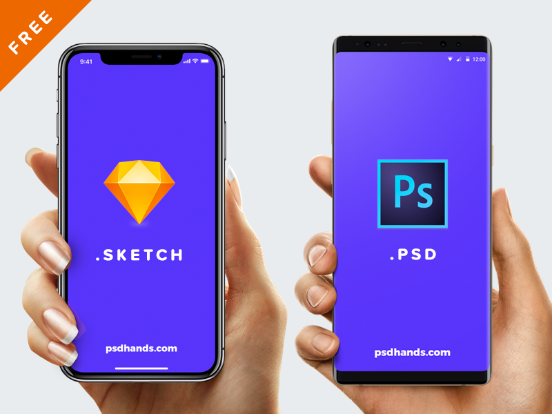 Download Hand with iPhone X /8/Android/ Mockup PSD/SKETCH - Mockup Hunt