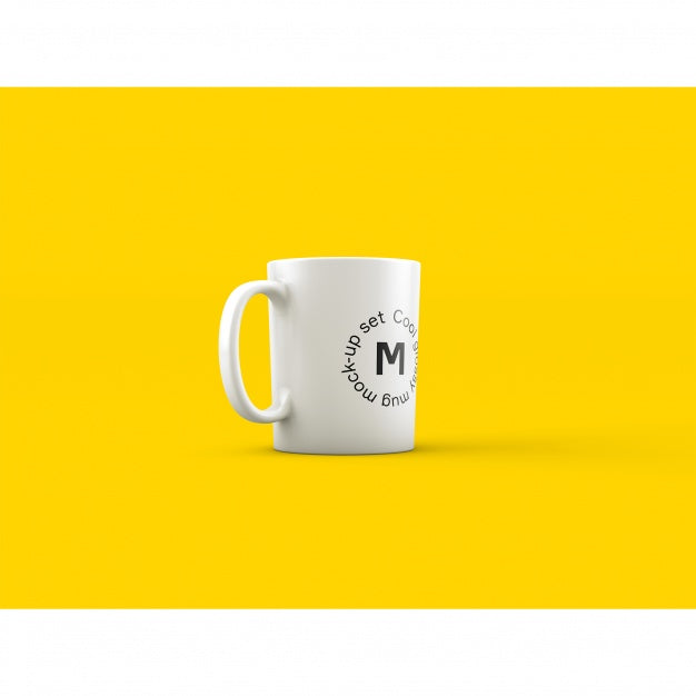 Download White Coffee Mug On Yellow Background Psd Mockup Mockup Hunt