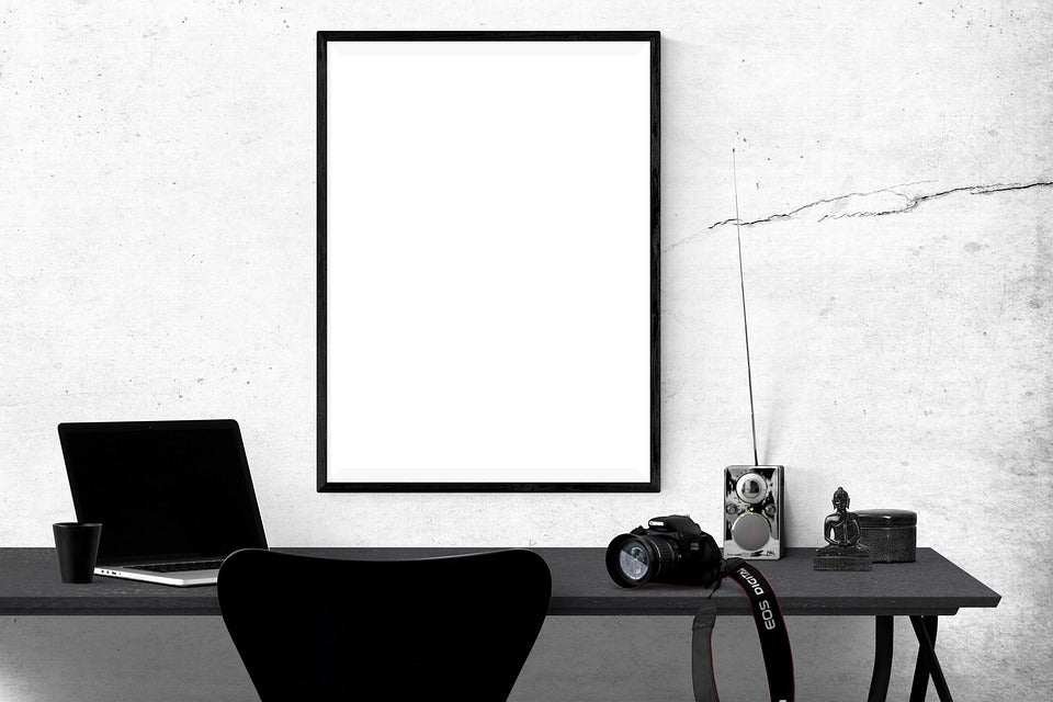 Download Empty White Poster or Frame in Office Photo Mockup ...