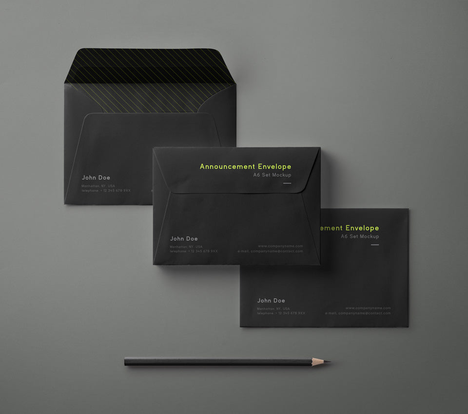 Download Black Psd Envelope Mockup Set A6 Mockup Hunt