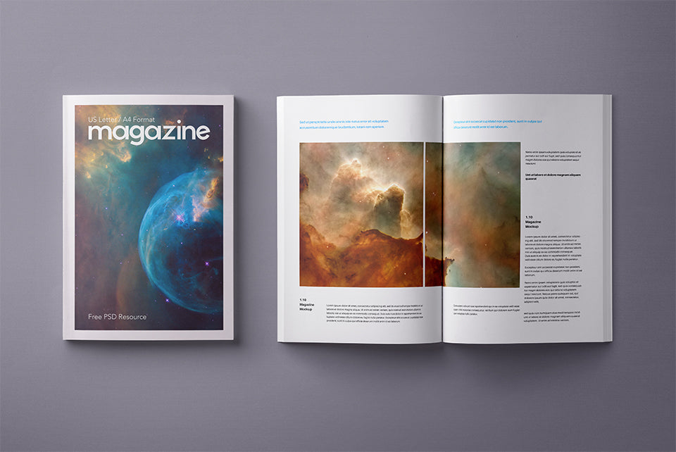 Download Psd Magazine Mockup Template Us A4 Top View Mockup Hunt