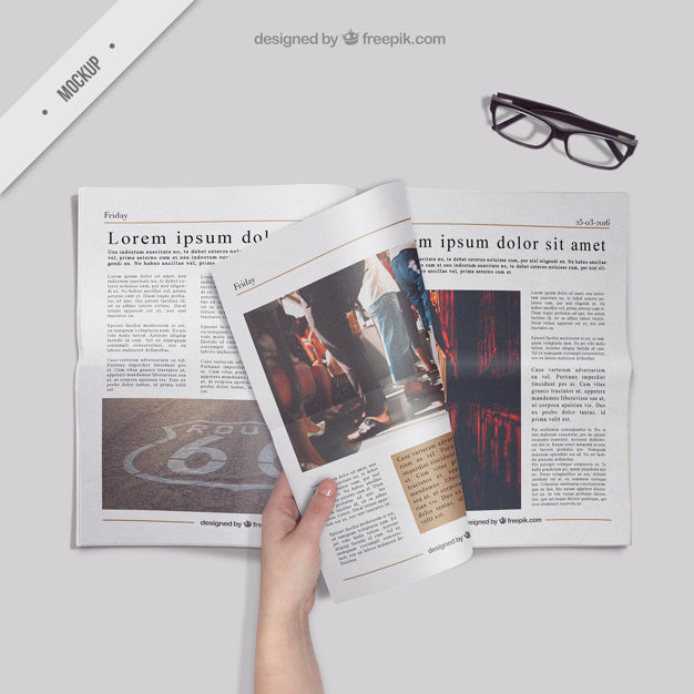 Download Reading an Open Newspaper or Magazine Mockup - Mockup Hunt