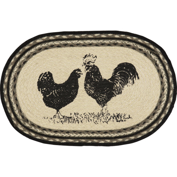 Country Farmhouse Braided Jute Placemat Sawyer Mill Rooster Hen | BJS ...