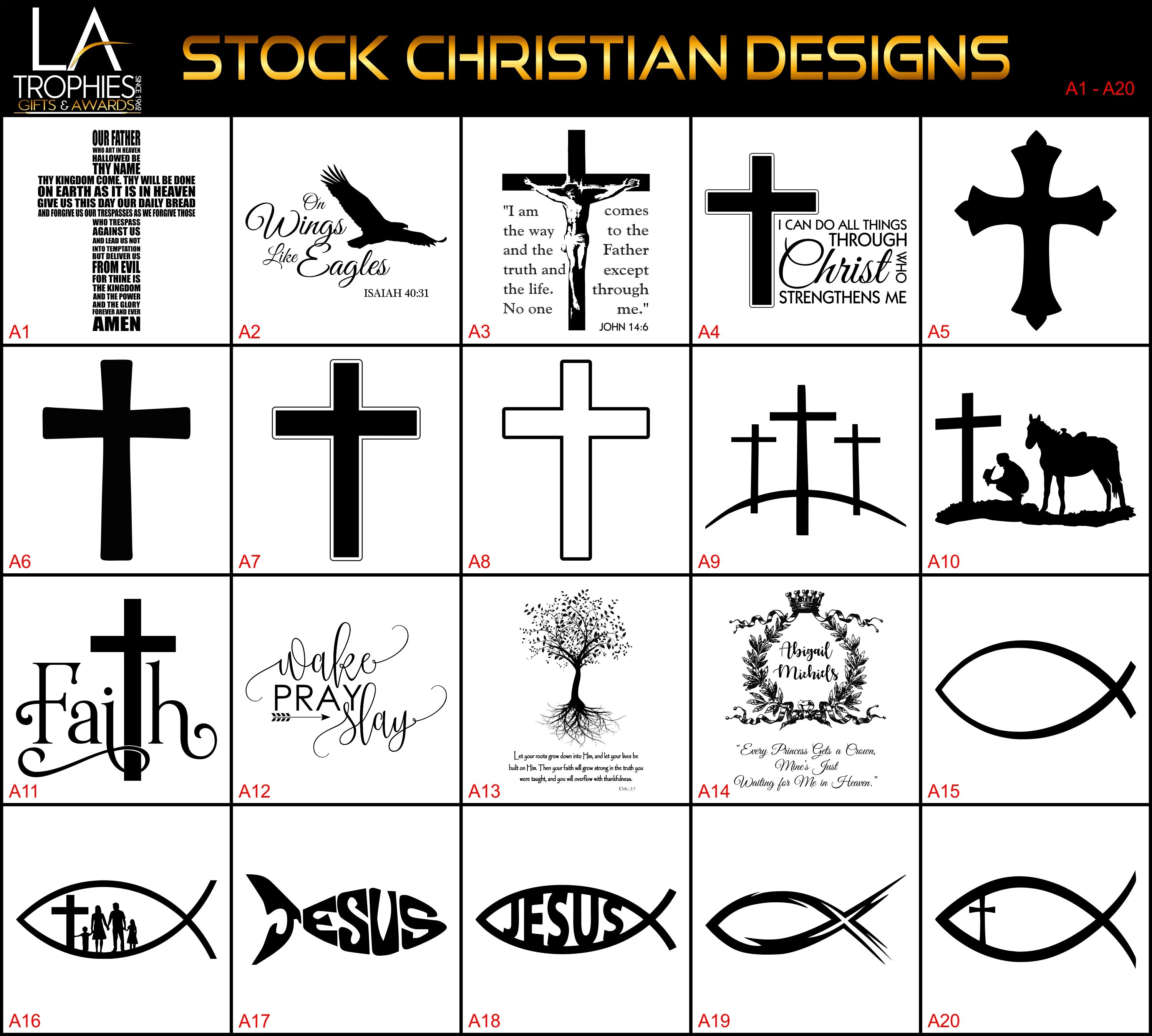 A1-A20 - Stock Christian Designs LA Trophies