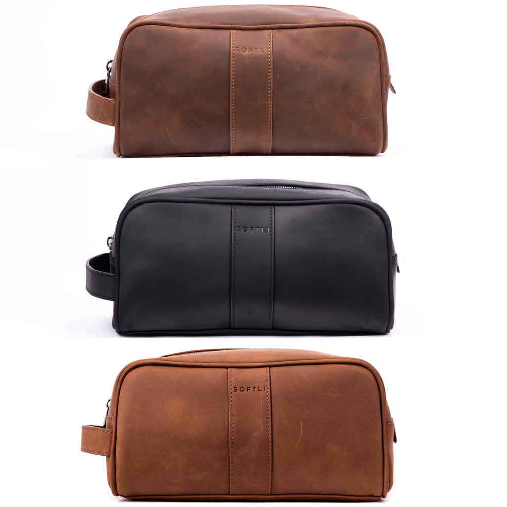 SOFTLI Leather Toiletry Bag