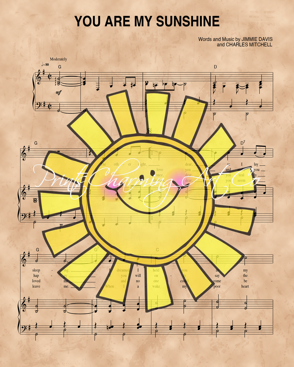 printable you are my sunshine sheet music