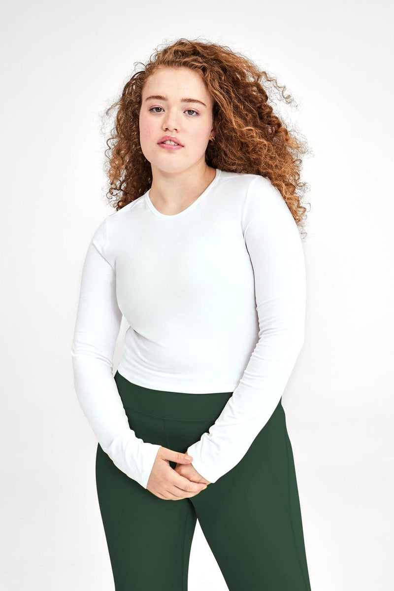 White ReSet Cropped Long Sleeve — Girlfriend Collective