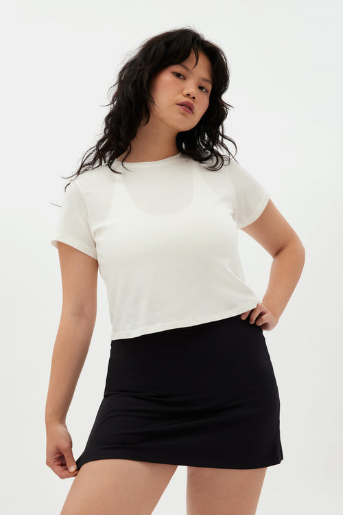 Ivory Recycled Cotton Cropped Crew