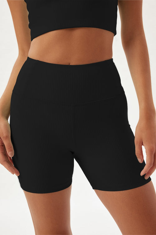 Black RIB High-Rise Run Short