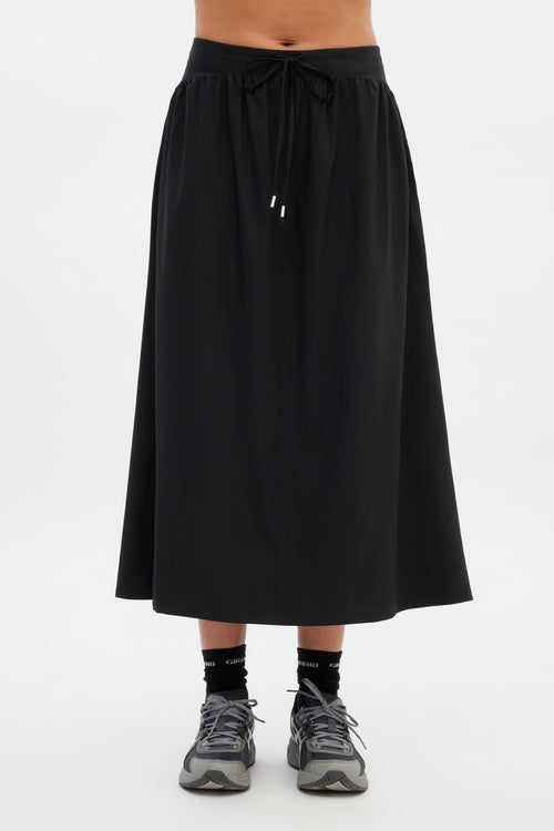 Black Celene Gathered Skirt