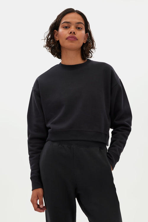 Black 50/50 Cropped Sweatshirt