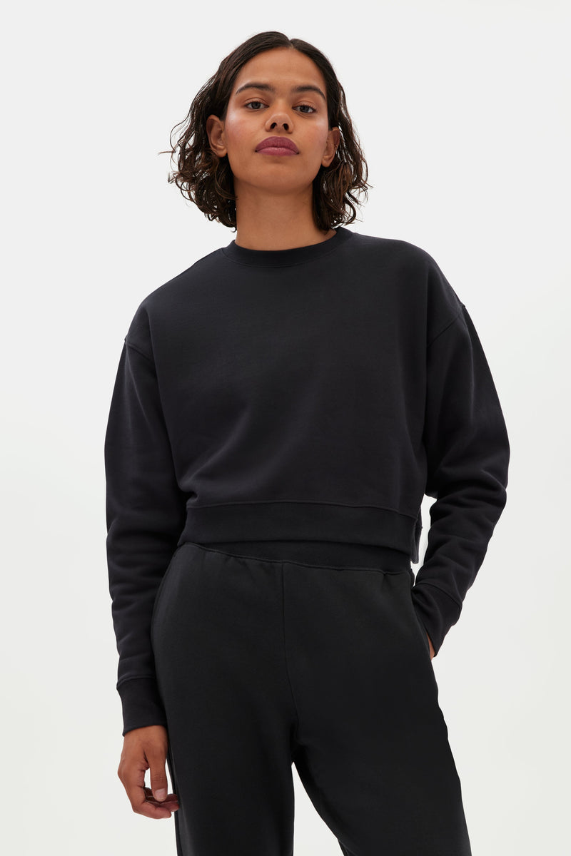 Black 50/50 Cropped Sweatshirt — Girlfriend Collective