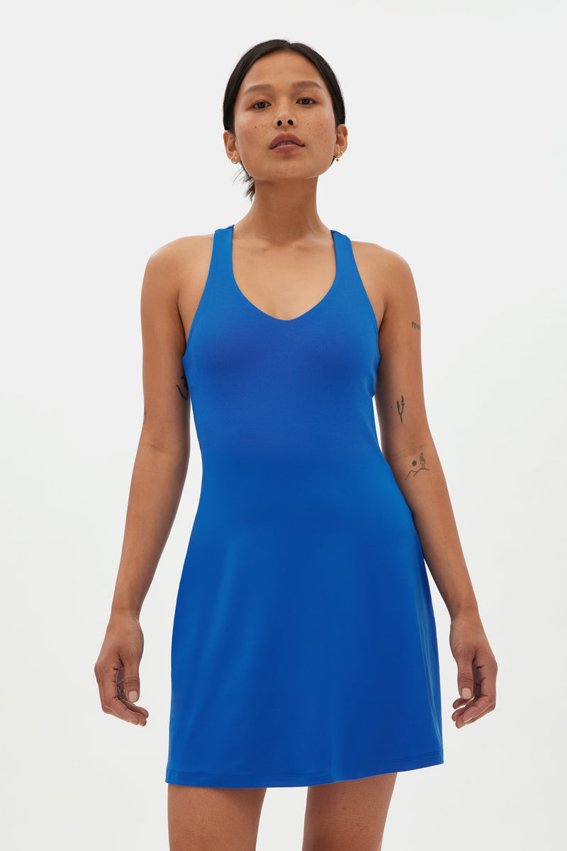 Ultramarine Lola V-Neck Dress — Girlfriend Collective