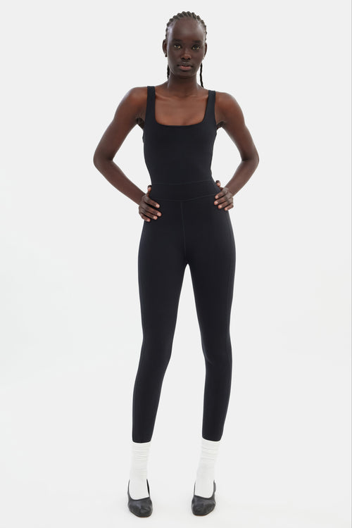 Black Luxe Paneled Unitard