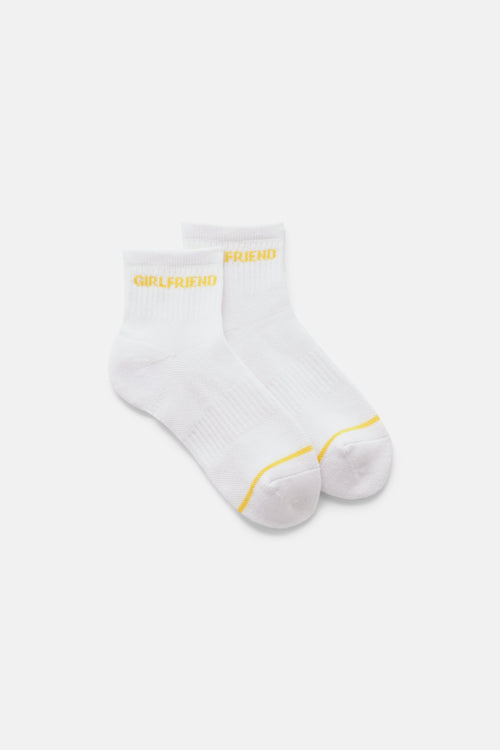 White/Daffodil Quarter Crew Sock
