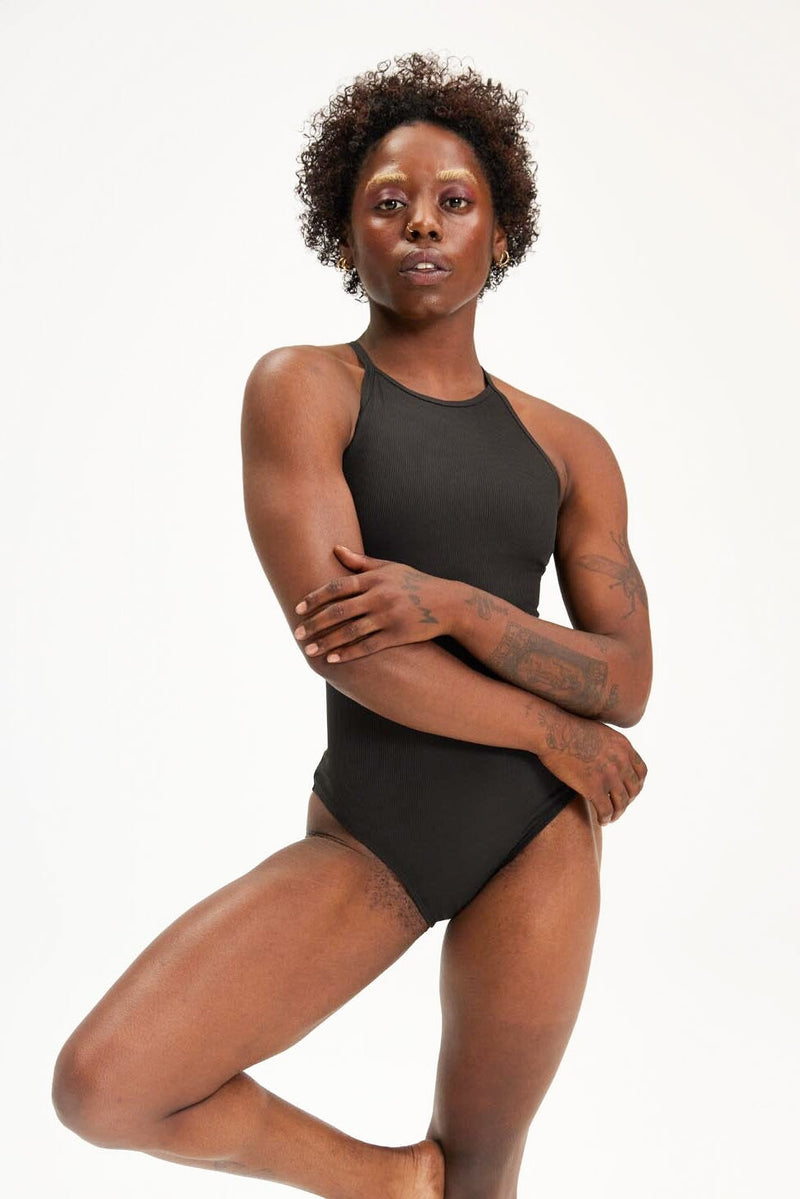 Black Marlow High Neck Bodysuit — Girlfriend Collective